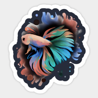 Betta Fish Watercolor Painting Sticker